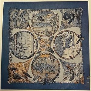 LES QUATRE SAISONS HERMES SCARF BY ROBERT DALLET 90CM SILK